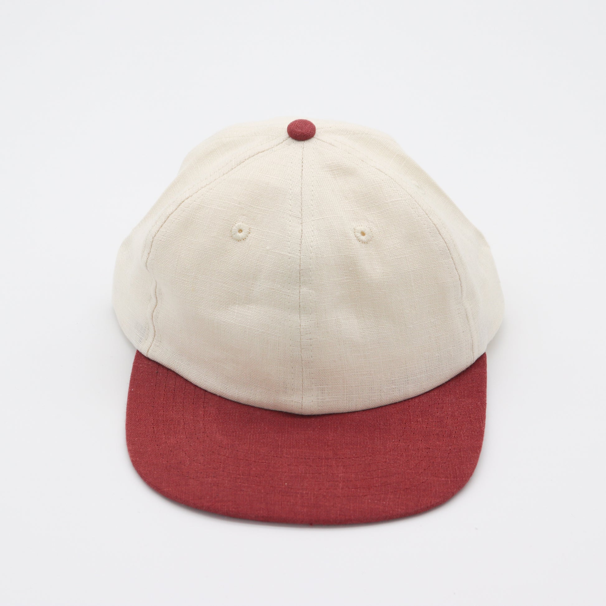 Hemp Two-Tone 6 Panel - Off-White & Burgundy