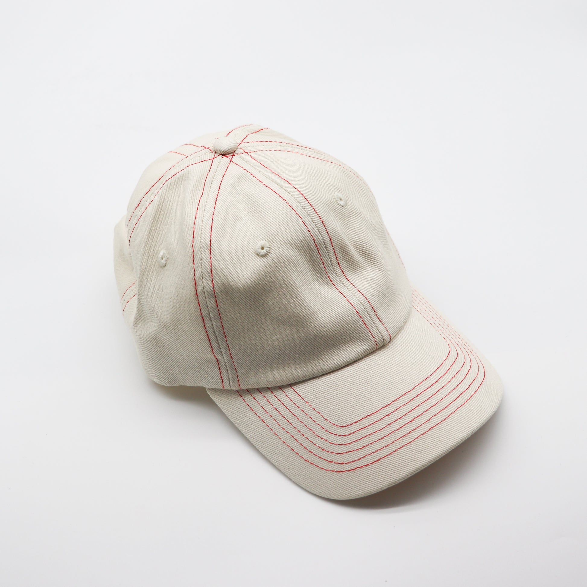 Cotton Dad Hat - Off-White Contrast Stitched