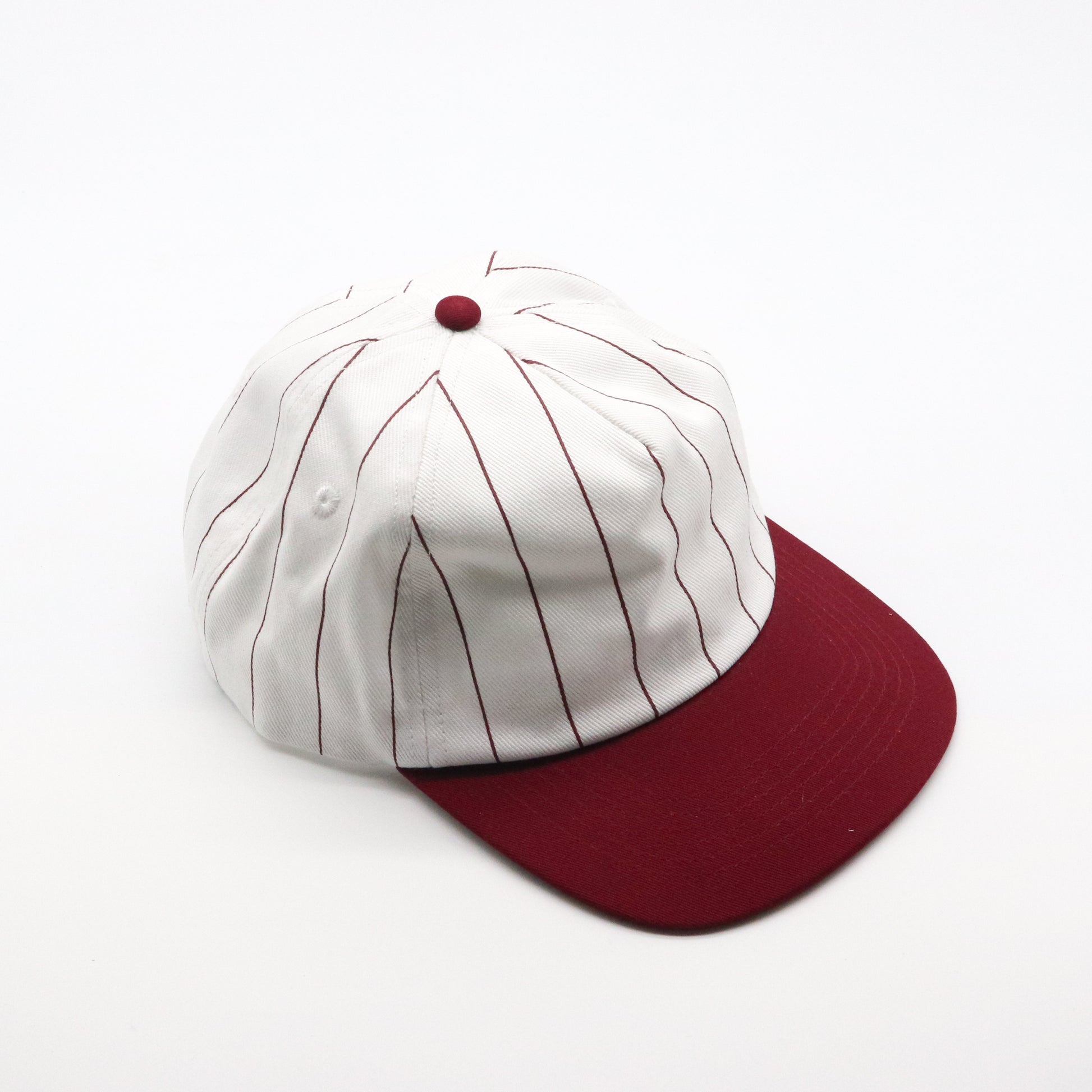 Cotton Two-Tone 5 Panel - Burgundy Pin Stripe