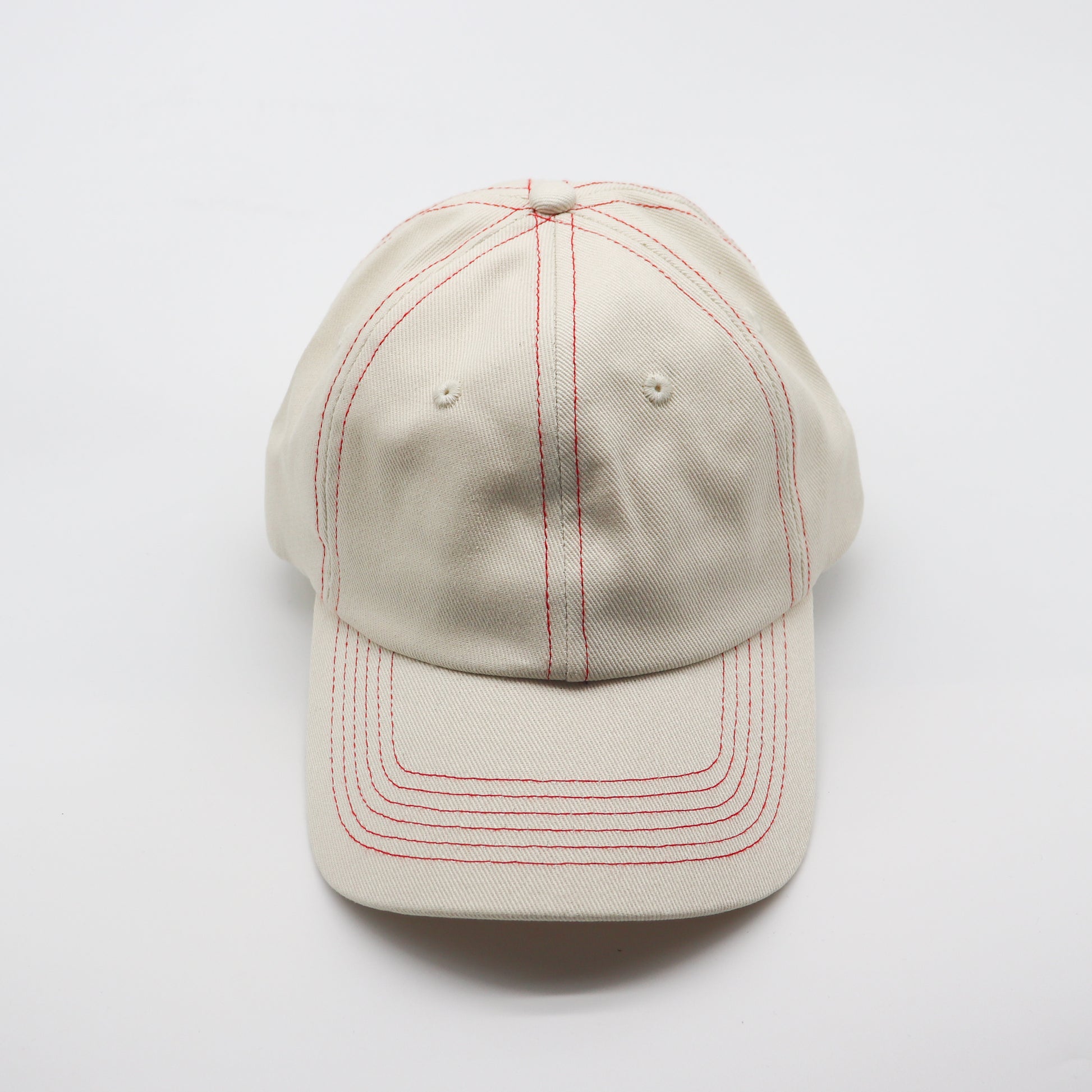 Cotton Dad Hat - Off-White Contrast Stitched