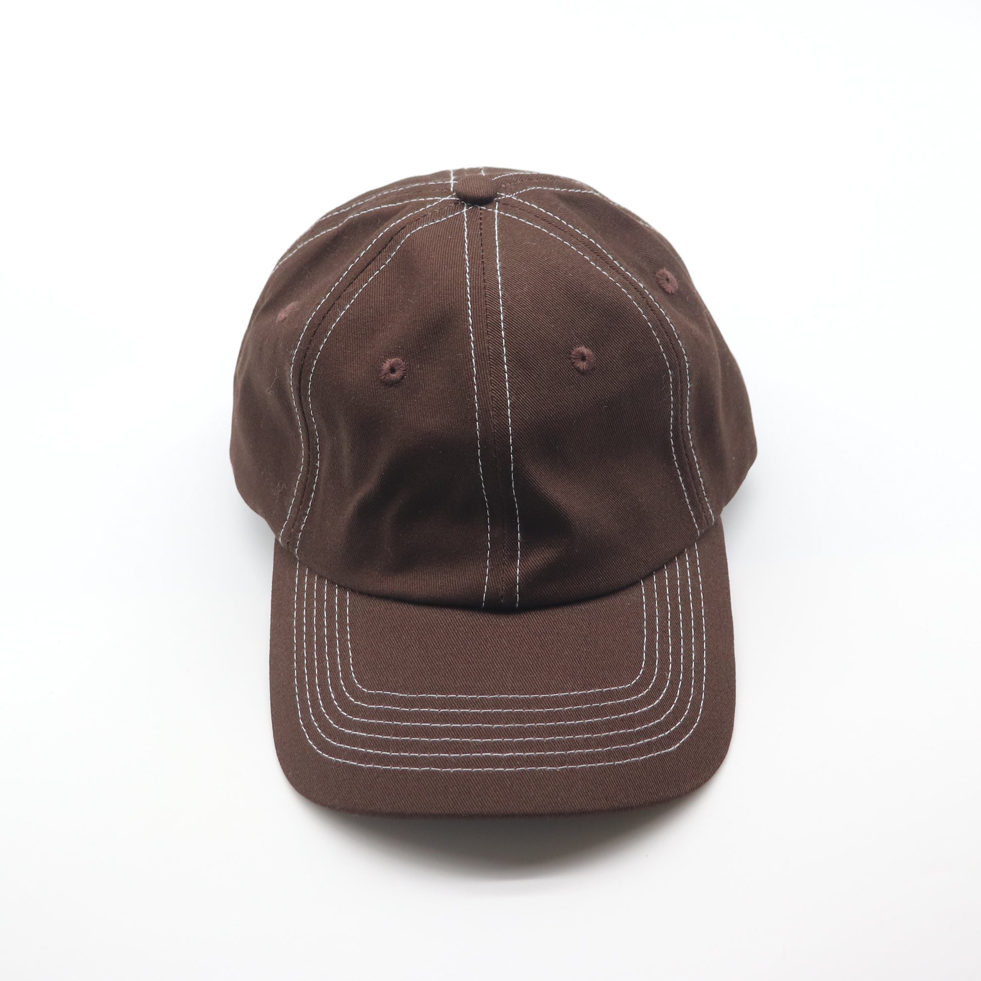 Cotton Dad Hat - Brown Contrast Stitched