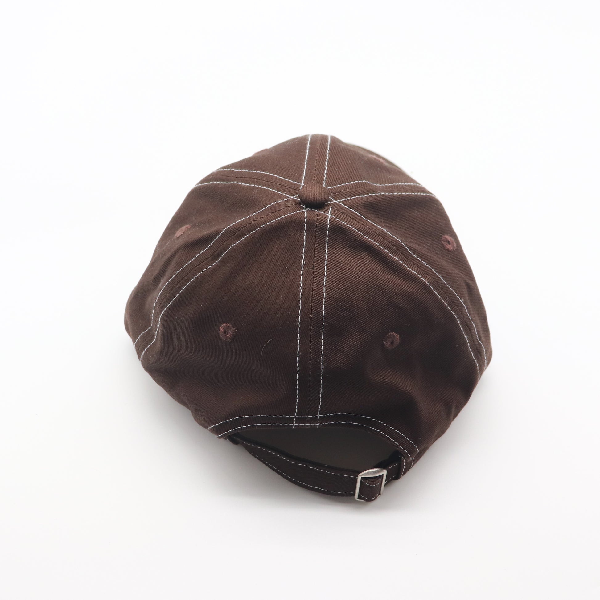 Cotton Dad Hat - Brown Contrast Stitched