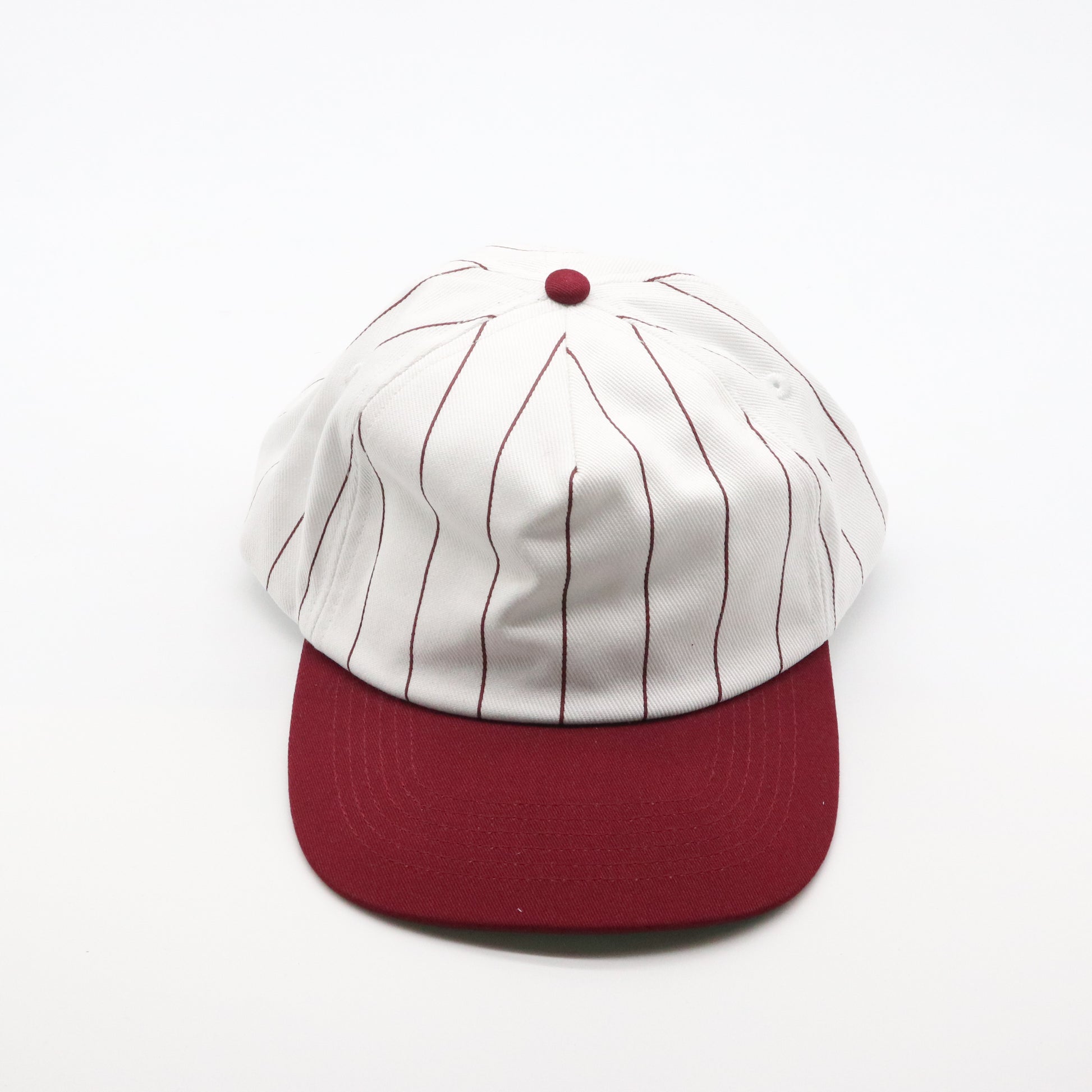Cotton Two-Tone 5 Panel - Burgundy Pin Stripe