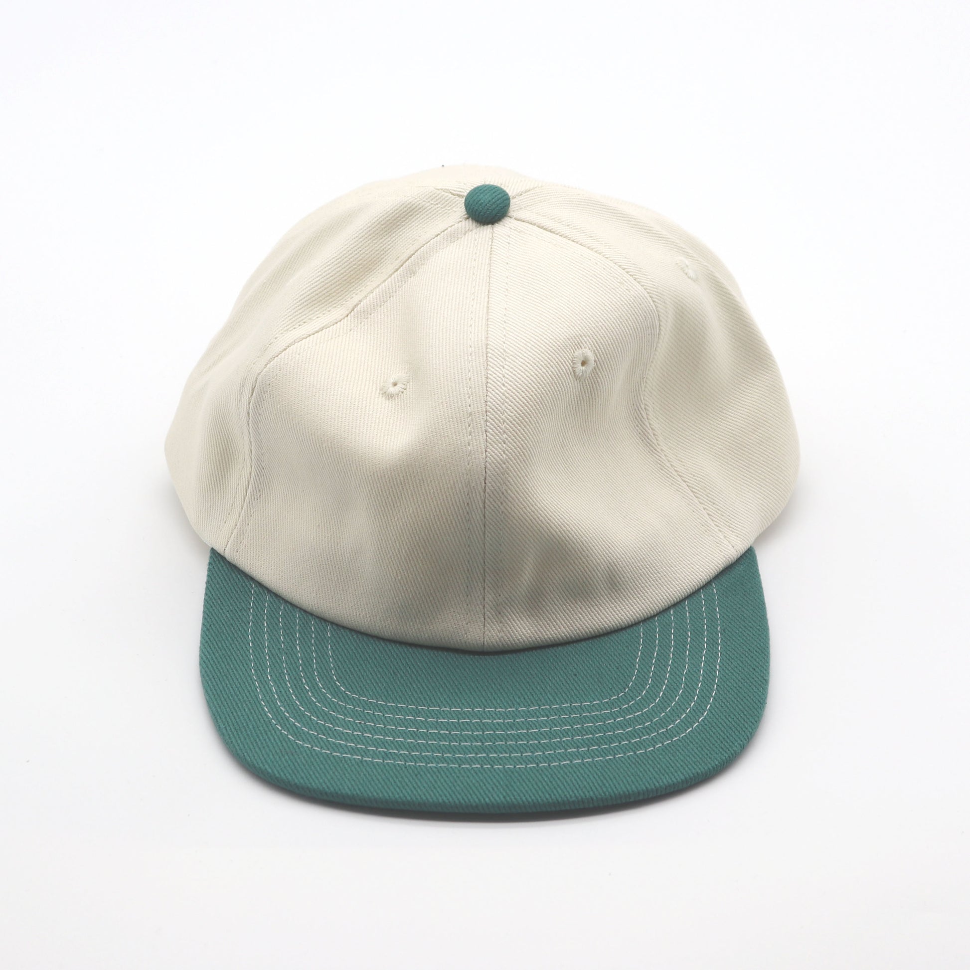 Cotton Two-Tone 6 Panel - Green Contrast Stitched