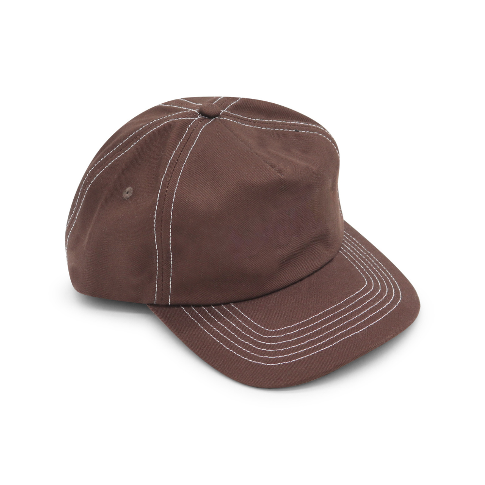 Cotton 5 Panel - Dark Brown Contrast Stitched