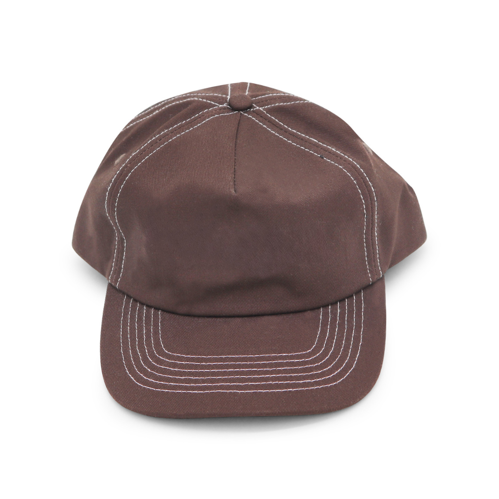 Cotton 5 Panel - Dark Brown Contrast Stitched