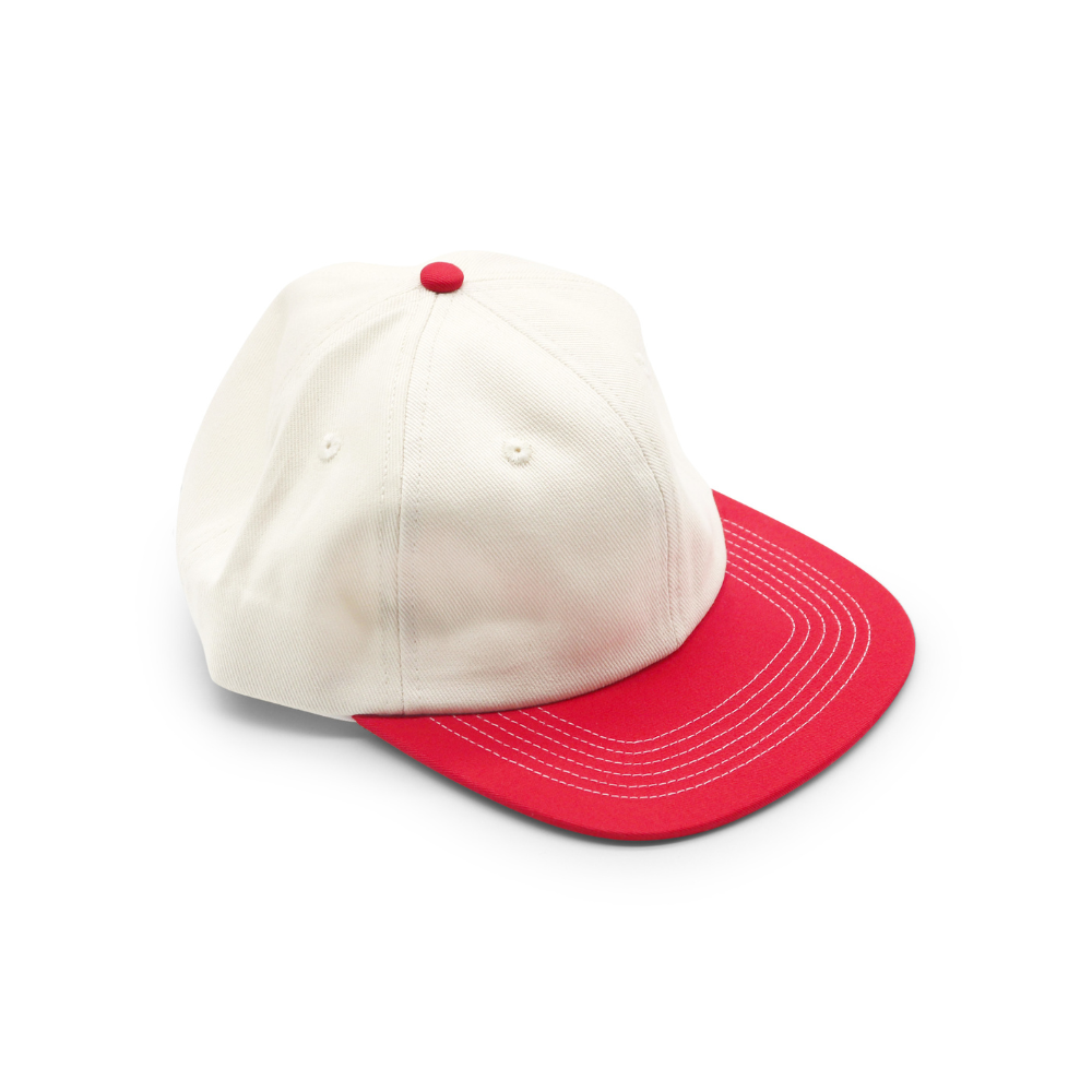 Cotton Two-Tone 6 Panel - Red Contrast Stitched