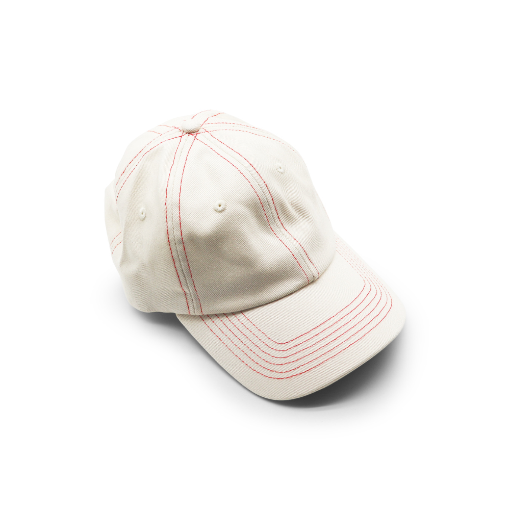 Cotton Dad Hat - Off-White Contrast Stitched