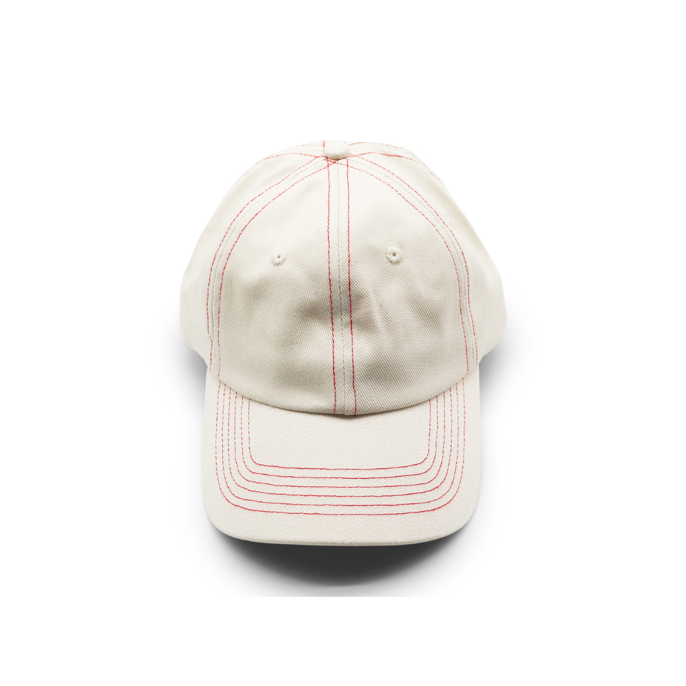 Cotton Dad Hat - Off-White Contrast Stitched