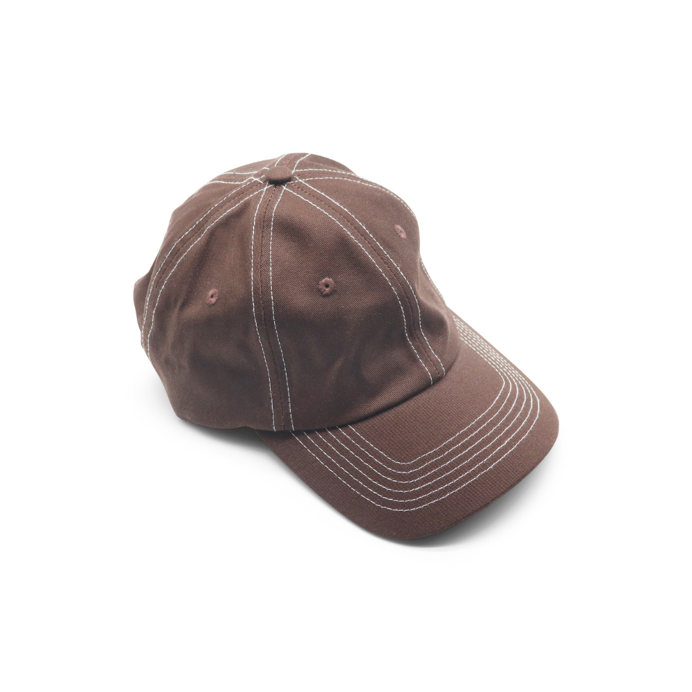 Cotton Dad Hat - Brown Contrast Stitched