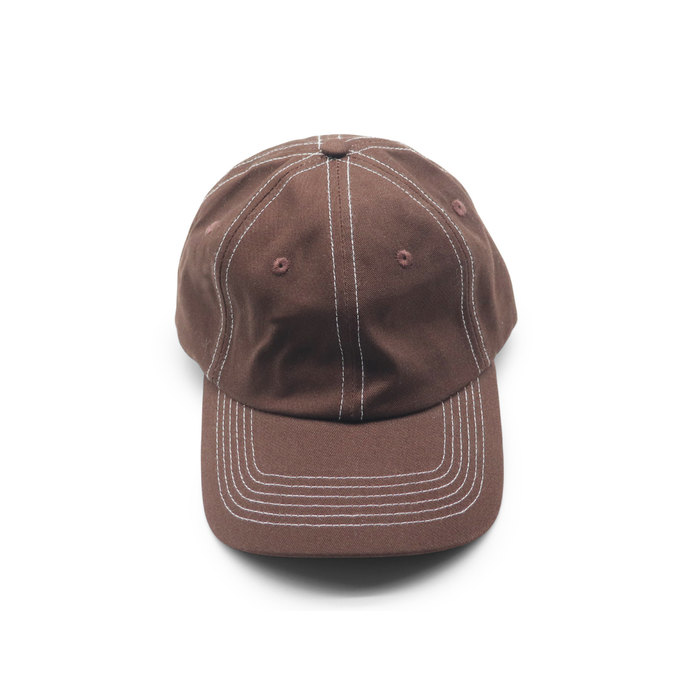 Cotton Dad Hat - Brown Contrast Stitched