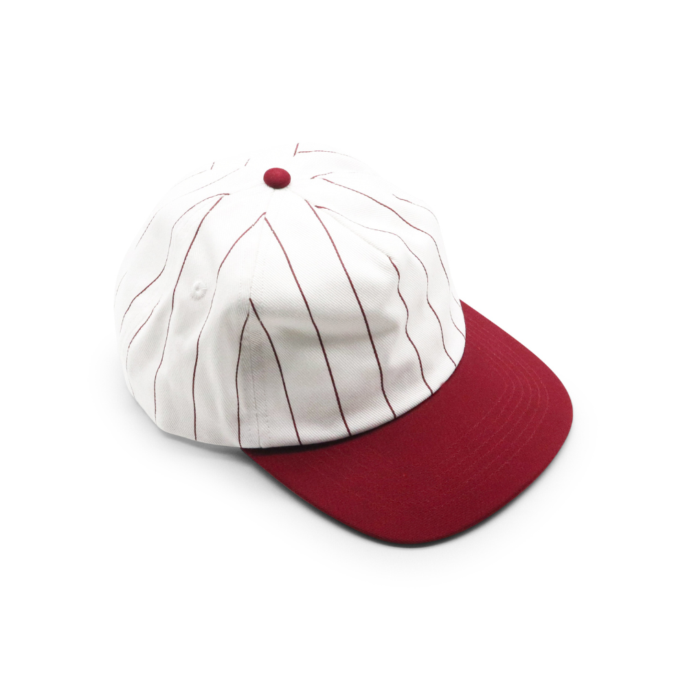 Cotton Two-Tone 5 Panel - Burgundy Pin Stripe