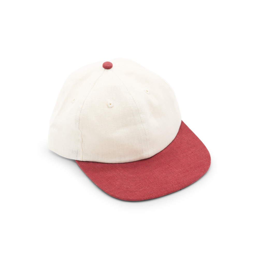 Hemp Two-Tone 6 Panel - Off-White & Burgundy
