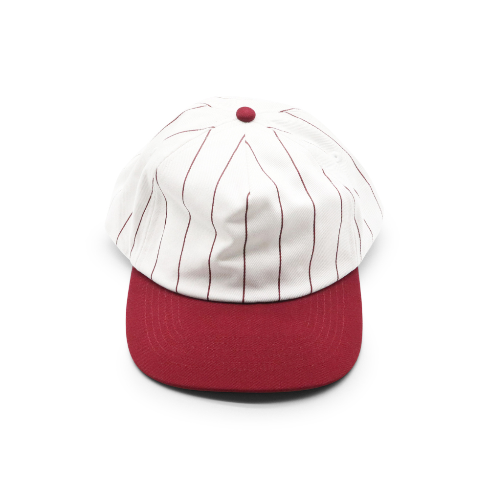 Cotton Two-Tone 5 Panel - Burgundy Pin Stripe