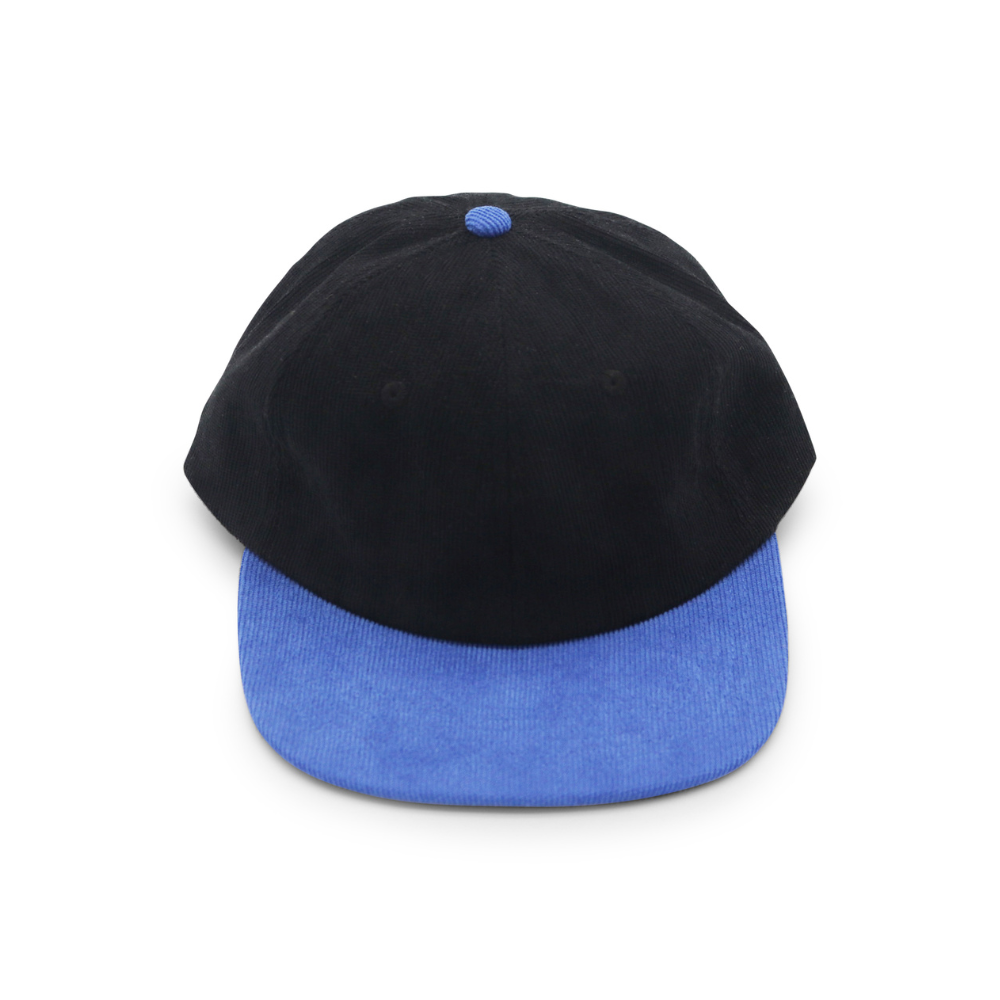 Corduroy Two-Tone 6 Panel - Black & Royal Blue