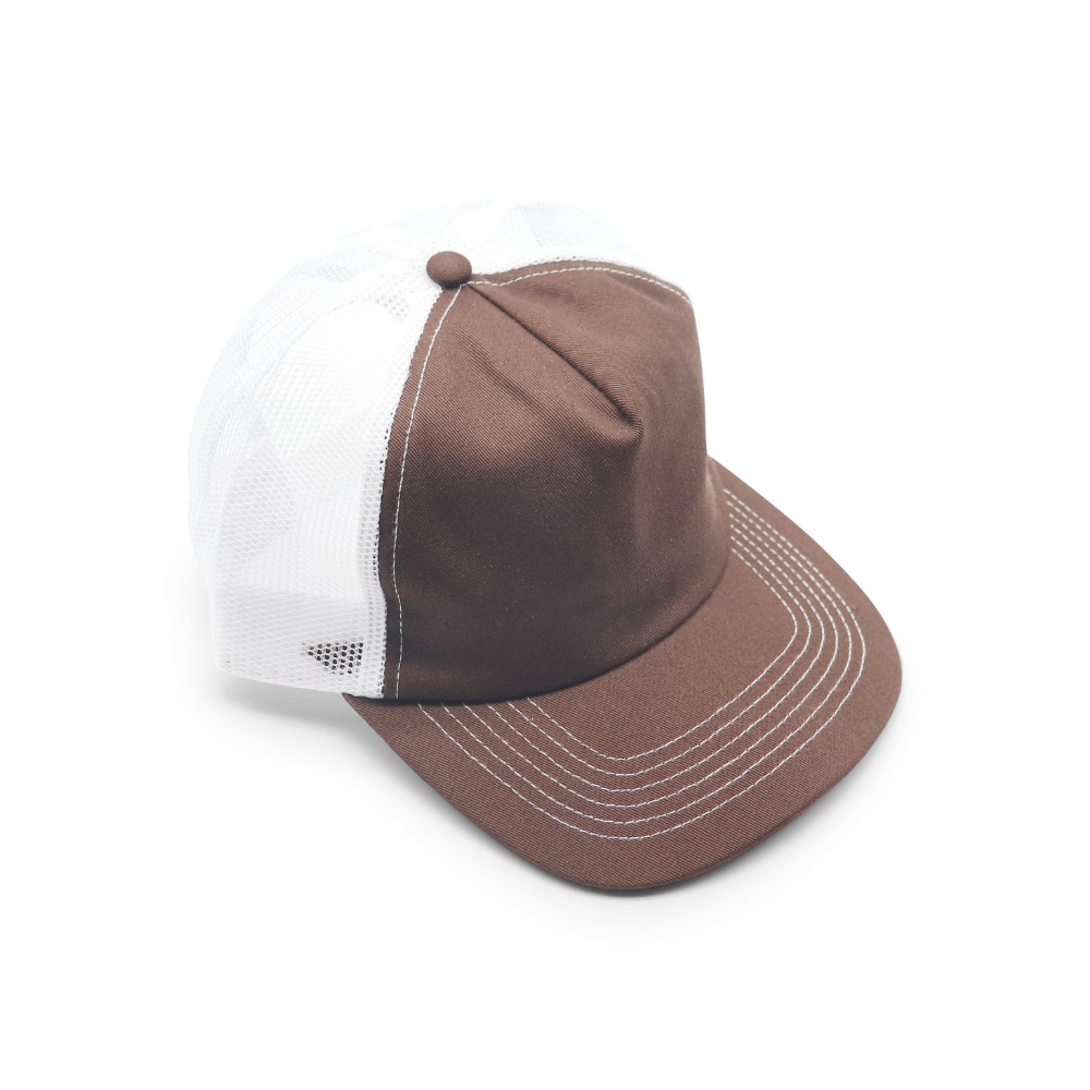 5 Panel Trucker - White & Brown