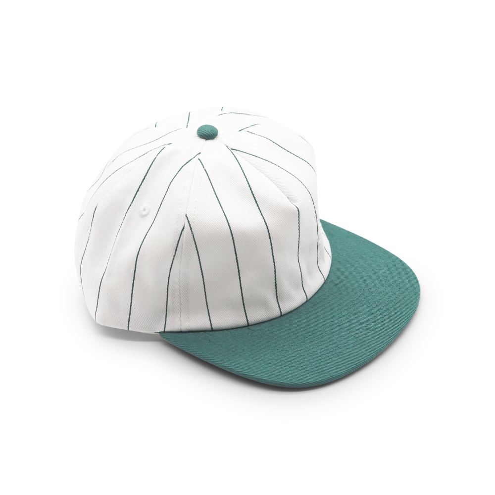Cotton Two-Tone 5 Panel - Green Pin Stripe
