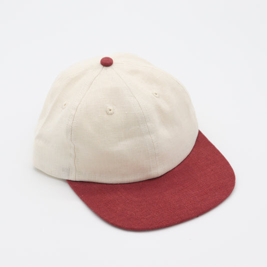 Hemp Two-Tone 6 Panel - Off-White & Burgundy