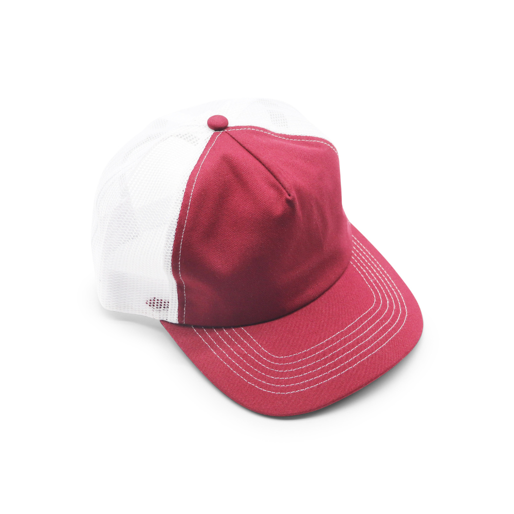 5 Panel Trucker - White & Burgundy