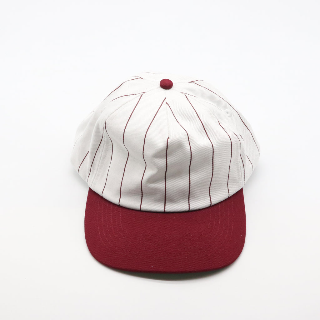 Cotton Two-Tone 5 Panel - Burgundy Pin Stripe