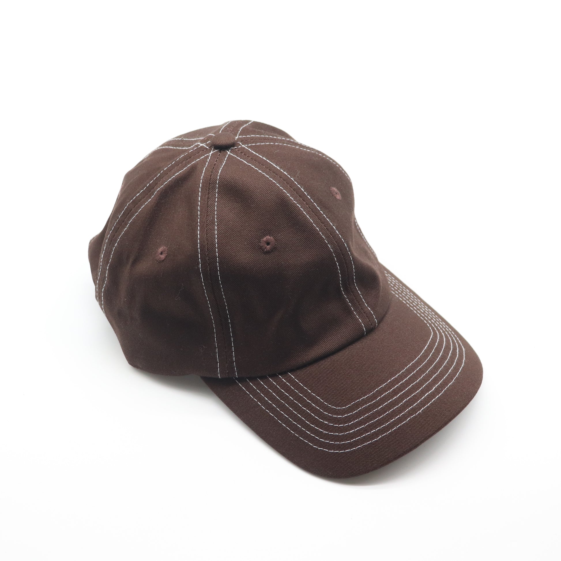 Cotton Dad Hat - Brown Contrast Stitched